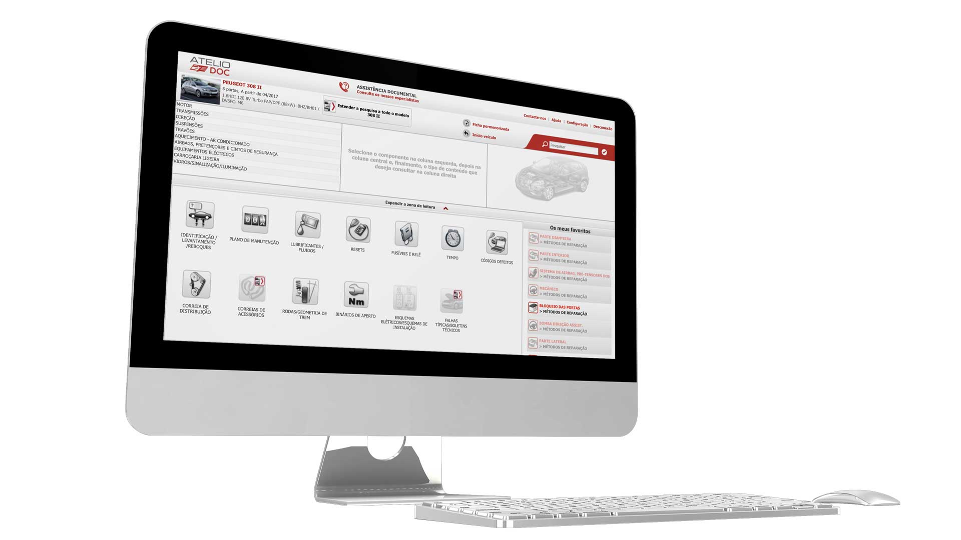 Computer con Software de dados técnicos de automóveis Atelio Doc